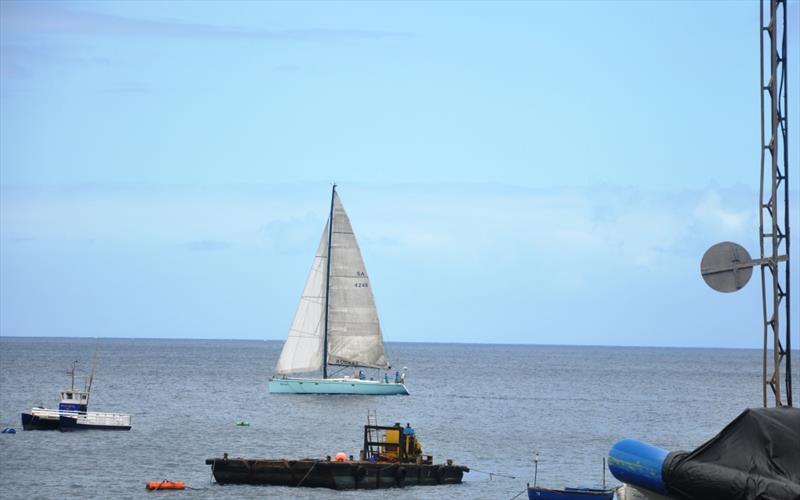 Rocket passes the Cape to St Helena Yacht Race finish line photo copyright Vince Thompson / St Helena Independent taken at St Helena Yacht Club and featuring the IRC class
