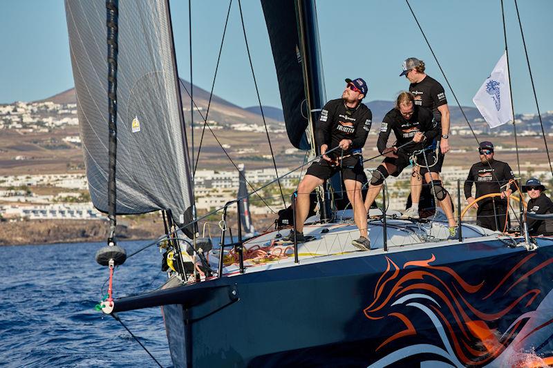 The team on Arto Linnervuo's Infiniti 52 Tulikettu (FIN) reported that the wind speed is up on the second day of the race and that they are enjoying surfing conditions in the 2023 RORC Transatlantic Race - photo © James Mitchell
