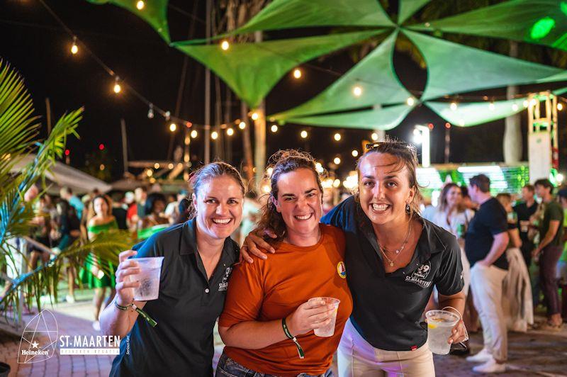 St. Maarten Heineken Regatta Director Michele Korteweg (left), accompanied by fellow event organizers, Saskia Revelman and Sasha van der Wouden, off duty photo copyright Souleyman taken at Sint Maarten Yacht Club and featuring the IRC class