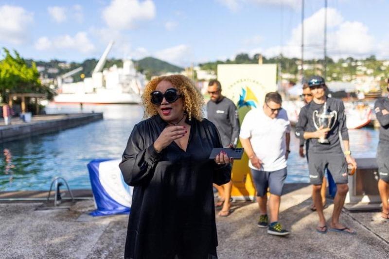 Petra Roach, CEO of Grenada Tourism Authority welcomed the crews and presented gifts  photo copyright Arthur Daniel / RORC taken at Royal Ocean Racing Club and featuring the IRC class