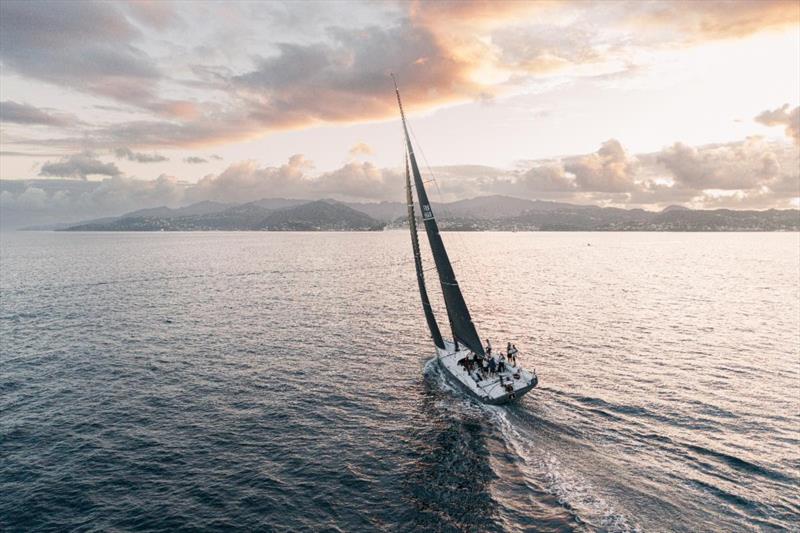 Teasing Machine makes her way to Camper & Nicholsons Port Louis Marina after crossing the finish line in Grenada photo copyright Arthur Daniel / RORC taken at Royal Ocean Racing Club and featuring the IRC class