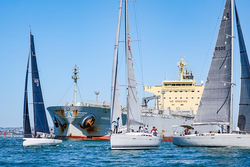 Avoiding the shipping in the area on Day 2 at the Festival of Sails  photo copyright Salty Dingo taken at Royal Geelong Yacht Club and featuring the IRC class