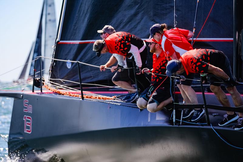 Fancy footwork from Scarlet Runner crew on Day 2 at the Festival of Sails  photo copyright Salty Dingo taken at Royal Geelong Yacht Club and featuring the IRC class