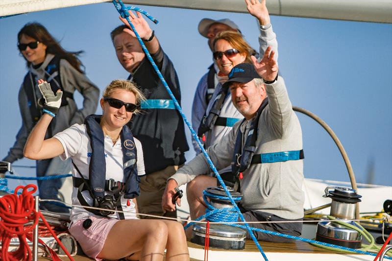 A happy crew enjoying Britain's Favourite Yacht Race photo copyright Paul Wyeth / pwpictures.com taken at Island Sailing Club, Cowes and featuring the IRC class
