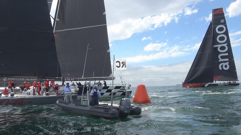 The trio of 100 footers at the start - Brisbane to Hamilton Island Yacht Race photo copyright Mike Middleton, RQYS taken at Royal Queensland Yacht Squadron and featuring the IRC class