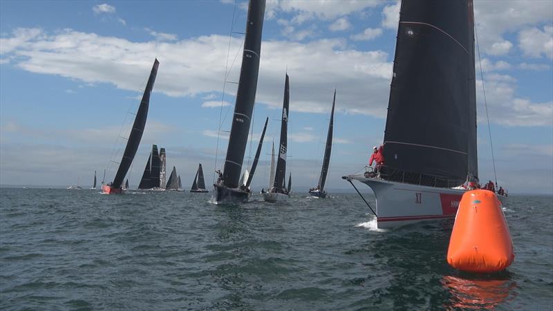 Hamilton Island Wild Oats at her favourited pin end of the start - Brisbane to Hamilton Island Yacht Race photo copyright Mike Middleton, RQYS taken at Royal Queensland Yacht Squadron and featuring the IRC class