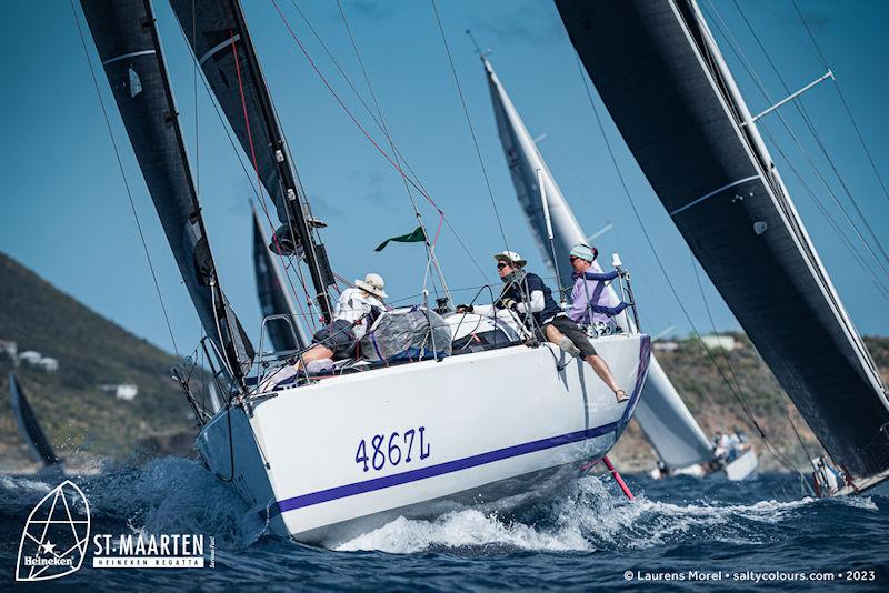 Kate Cope's Purple Mist is racing with an all-female team, including her double-handed racing partner Claire Dresser and Claire's daughter Emily  - St. Maarten Heineken Regatta day 3 photo copyright Laurens Morel / www.saltycolours.com taken at Sint Maarten Yacht Club and featuring the IRC class