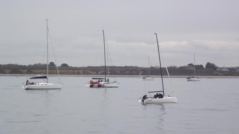 Waiting for the wind on the Warsash Spring Championships First Weekend photo copyright Peter Knight taken at Warsash Sailing Club and featuring the IRC class