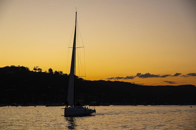 The new M.A.T.1220, Bushranger, is still easy to spot in the diminishing twilight photo copyright John Curnow taken at Royal Prince Alfred Yacht Club and featuring the IRC class