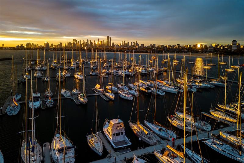 Fleet on sunset after Day 1 racing - Australian Women's Keelboat Regatta photo copyright Andrea Francolini / AWKR taken at Royal Melbourne Yacht Squadron and featuring the IRC class