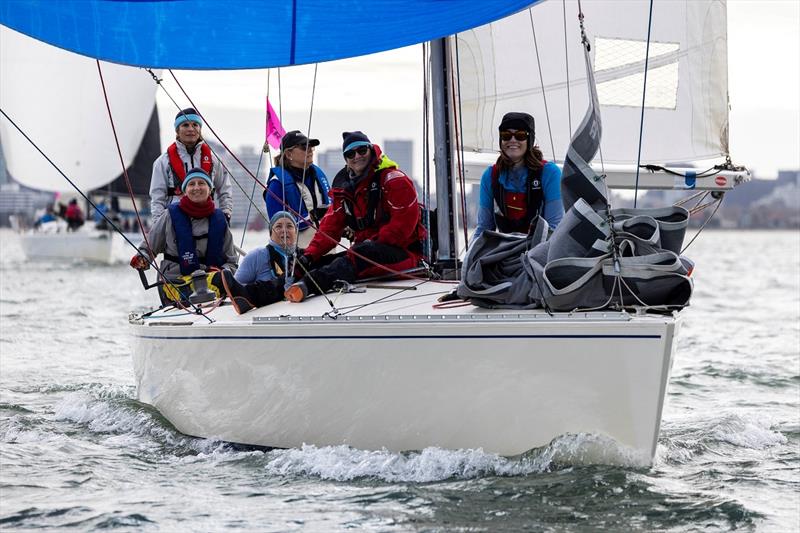 Claire Heenan and her Jungle Juice crew lead Division 1 - Australian Women's Keelboat Regatta photo copyright Andrea Francolini / AWKR taken at Royal Melbourne Yacht Squadron and featuring the IRC class