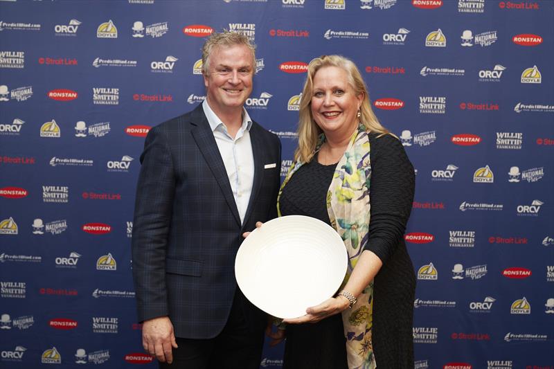Volunteer of the Year Delma Dunoon presented by ORCV Commodore Cyrus Allen (left) - photo © Steffen Pedersen