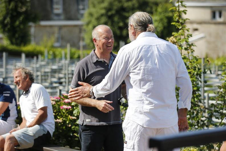 After Yes! won overall, Adam Gosling is congratulated by Tony Langley of Gladiator at the RORC's IRC National Championships - photo © Paul Wyeth / www.pwpictures.com