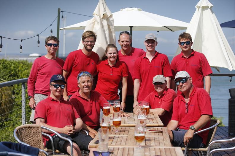 Giovanni Belgrano and crew celebrate second overall in the IRC National Championships on his 1939 classic sloop Whooper? at the RORC's IRC National Championships - photo © Paul Wyeth / www.pwpictures.com