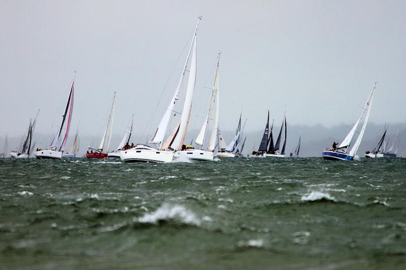 The 2023 Round the Island Race fleet pass through the Hurst narrows photo copyright Sam Jardine taken at Island Sailing Club, Cowes and featuring the IRC class