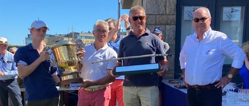 Henry Vergnoux's Arabel lift the King Edward VII Cup photo copyright Steve Cole / RORC taken at Royal Ocean Racing Club and featuring the IRC class