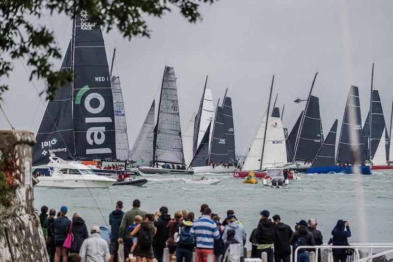 50th Rolex Fastnet Race start - IRC Super Zero and Zero set off from the Squadron line - photo © Paul Wyeth / www.pwpictures.com