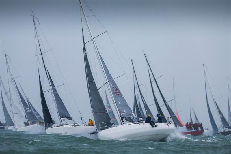 Husband and wife doublehanded entry from America, Justin and Christina Wolfe on Sun Fast 3300 Red Ruby, finished 4th in this most competitive Rolex Fastnet Race class, IRC Two photo copyright Paul Wyeth / www.pwpictures.com taken at Royal Ocean Racing Club and featuring the IRC class