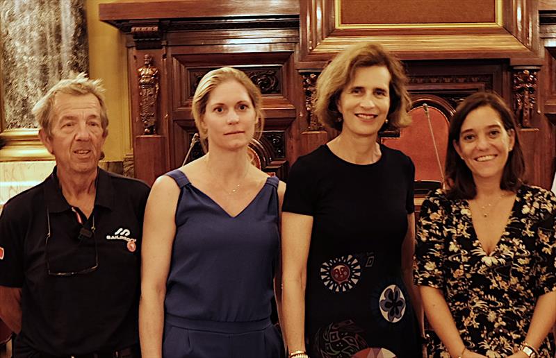 (l-r) Edouad De Keyser, GSC skipper; Severine Dieudonne, journalist; Princess Esmeralda of Belgium; Inés Rey García, Mayor of La Coruña photo copyright GlobalSoloChallenge taken at  and featuring the IRC class