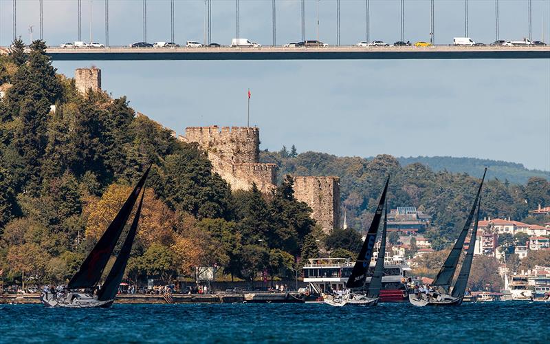 Racing in the narrow confines of the Bosphorus beneath the bridge linking the European and Asian continents - photo © Pedro Martinez / Martinez Studio