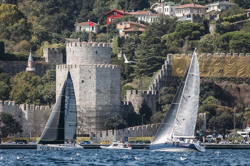 Bosphorus Cup competitors pass the 15th centry Rumeli Fortress photo copyright Sailing Energy / Bosphorus Cup taken at  and featuring the IRC class