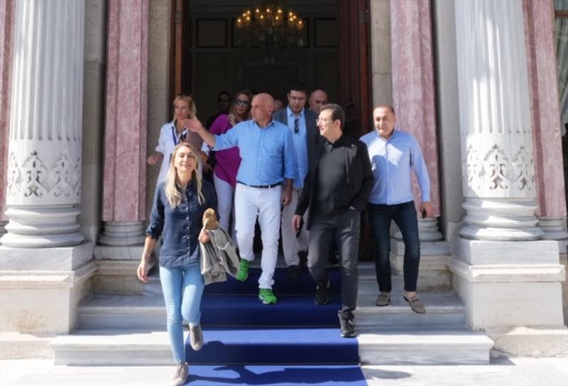 Mayor of the Metropolitan Municipality of Istanbul, Ekrem Imamoglu and his wife with Bosphorus Cup organiser Orhan Gorbon photo copyright Sailing Intelligence taken at  and featuring the IRC class