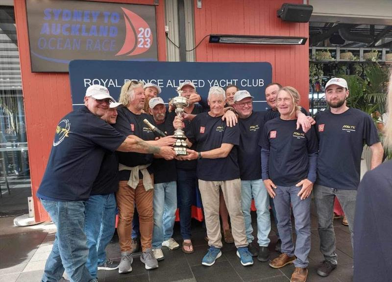 Crew of Frantic, Skippered by Mick Martin, awarded the Sir Lipton Cup Trophy as winners of the inaugural Sydney to Auckland Ocean Race 2023 - photo © Royal Prince Alfred Yacht Club