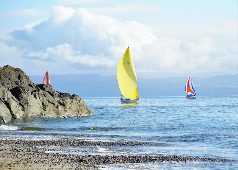 Darling just appearing round Gimblet rock - Pwllheli Autumn Challenge Series week 3 photo copyright Angela Jenkinson taken at Pwllheli Sailing Club and featuring the IRC class