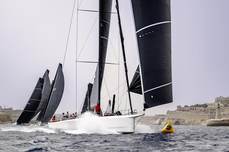 Bryon Ehrhart's Lucky (ex-Rambler 88) leads IRC One away from Malta's Grand Harbour on Saturday - Rolex Middle Sea Race - photo © Kurt Arrigo / Rolex