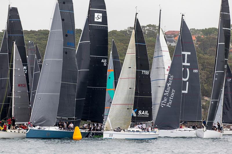 Jostling for position at a start - Sydney Short Ocean Racing Championship photo copyright Andrea Francolini taken at Middle Harbour Yacht Club and featuring the IRC class