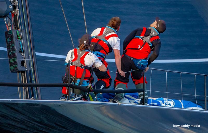 The Whisper team look aloft photo copyright Bow Caddy Media taken at Cruising Yacht Club of Australia and featuring the IRC class