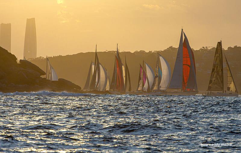 Sunset exit from the Harbour photo copyright Bow Caddy Media taken at Cruising Yacht Club of Australia and featuring the IRC class