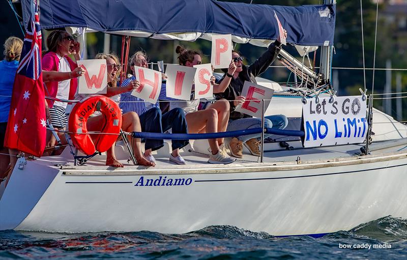 Enthusiastic supporters at the start line! photo copyright Bow Caddy Media taken at Cruising Yacht Club of Australia and featuring the IRC class