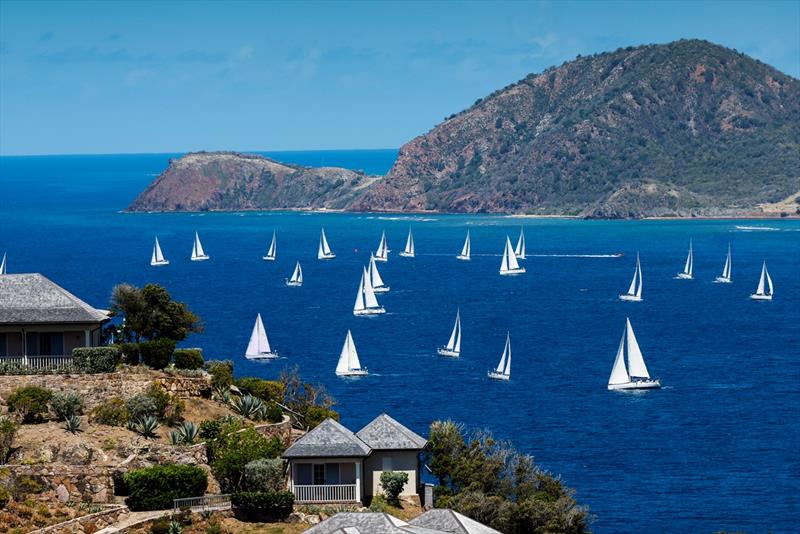 Bareboat Fleet off Falmouth Harbour during ASW 2023 photo copyright Paul Wyeth / pwpictures.com taken at Antigua Yacht Club and featuring the IRC class