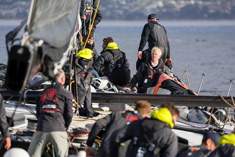 Skipper John Winning Jnr watching LawConnect enter the Derwent River - 2023 Rolex Sydney Hobart Yacht Race - photo © CYCA / Salty Dingo