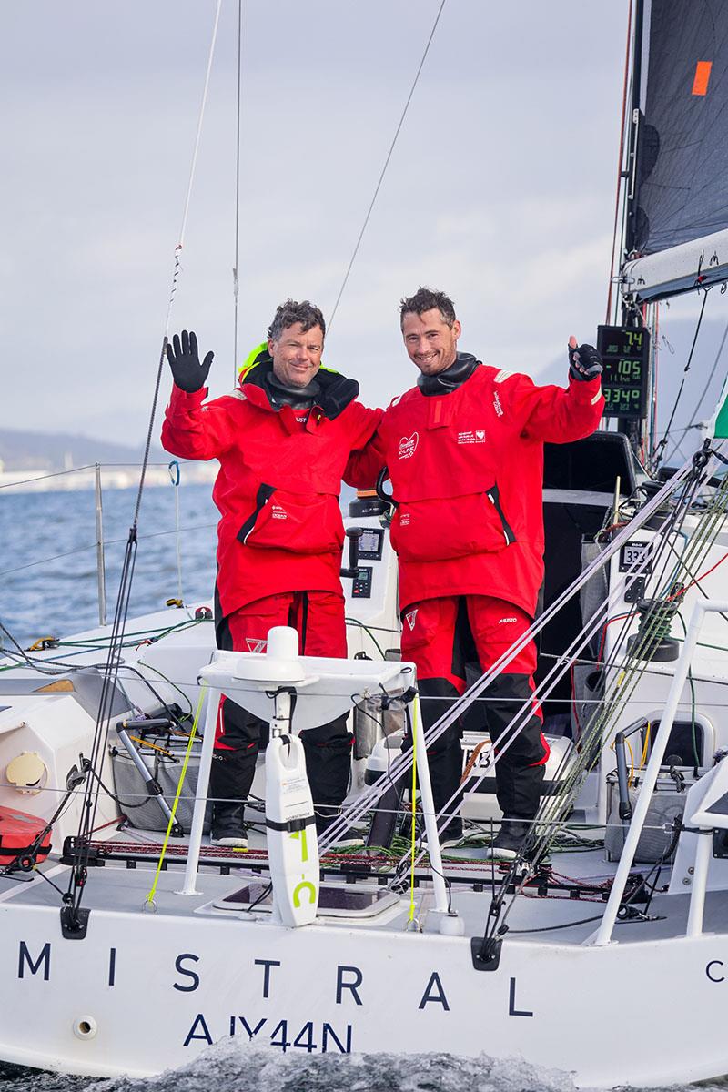Co-skippers Rupert Henry and Jack Bouttell after finishing the race - 2023 Rolex Sydney Hobart Yacht Race photo copyright CYCA / Salty Dingo taken at Cruising Yacht Club of Australia and featuring the IRC class
