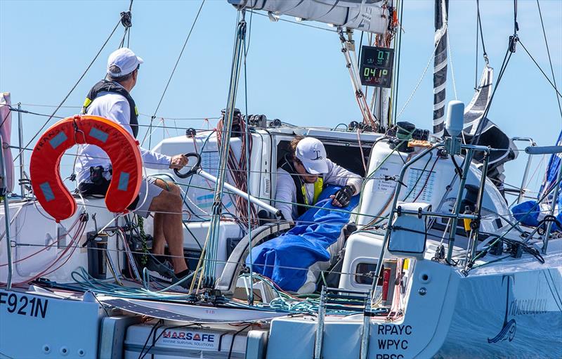 Working hard on Transcendence Crento photo copyright Bow Caddy Media taken at Royal Prince Alfred Yacht Club and featuring the IRC class