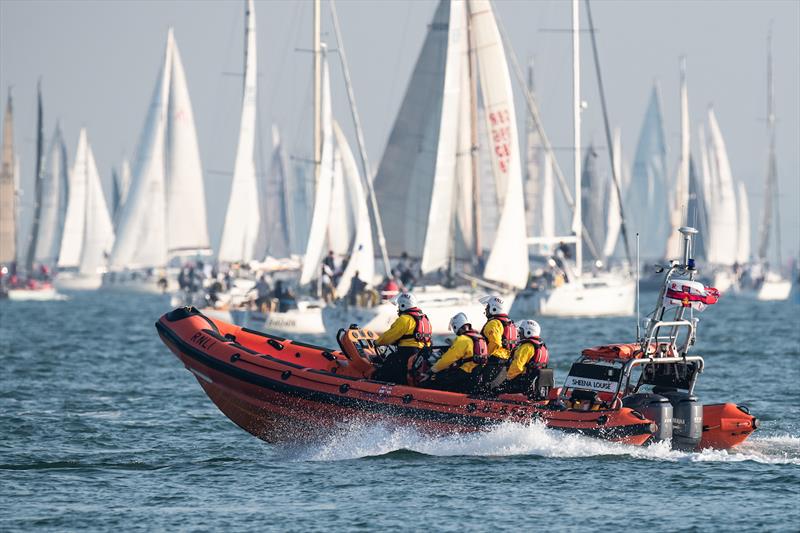 RNLI Cowes Lifeboat during the Round the Island Race photo copyright Nick Edwards taken at Island Sailing Club, Cowes and featuring the IRC class