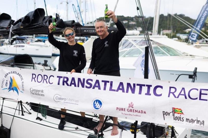 The Tigris duo received a warm welcome on the dock after 18 days at sea and hand steering most of the way  photo copyright Arthur Daniel / RORC taken at Royal Ocean Racing Club and featuring the IRC class