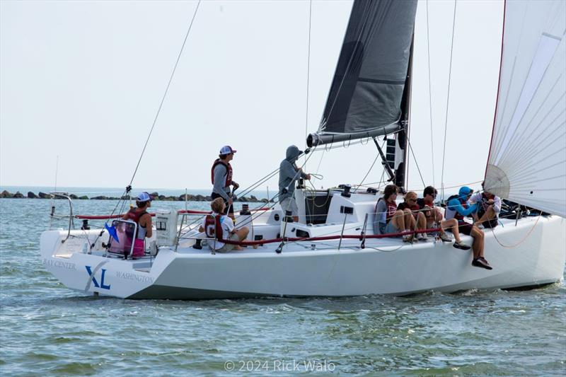 Members of the College of Charleston Sailing Team proudly sailed the Antrim 40 XL to victory in the Charleston Race Week 2024 Pursuit Spinnaker A Class photo copyright Rick Walo / CRW 2024 taken at Charleston Yacht Club and featuring the IRC class