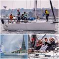 Clockwise from top: Vento Solare and Gold Digger at last year's Ida Lewis Distance Race (photos by Stephen Cloutier), Digger at this year's Edgartown Race Weekend