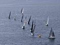 Flushing Sailing Club racing fleet rounding the MarkSetBot © aerial Tom @ Altitude Works