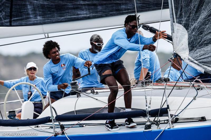 A young crew on Poul Hoj-Jensen's Steven Thomas One off 37 Danish Blue on day 4 at Antigua Sailing Week - photo © Paul Wyeth / pwpictures.com