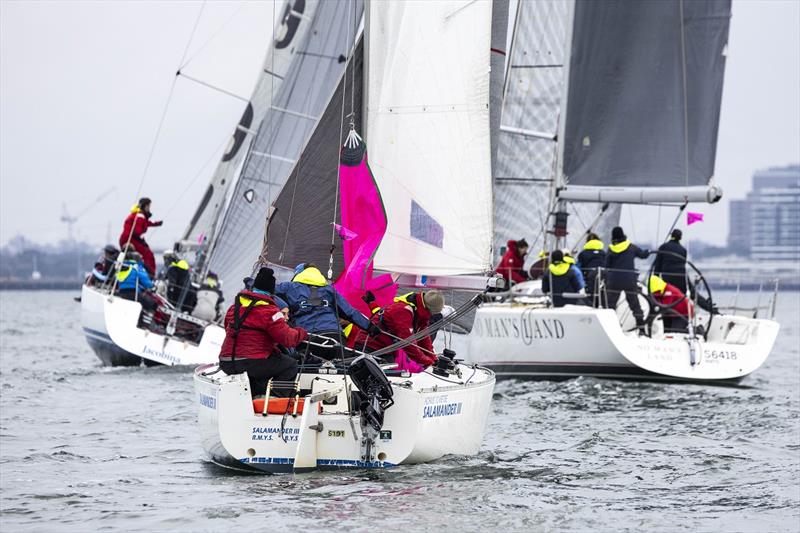 Salamander III in company with Jacobina and No Mans Land during the Australian Women's Keelboat Regatta - photo © Andrea Francolini / AWKR