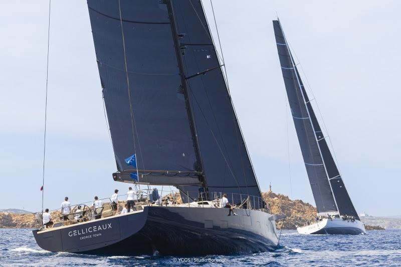 The SW 108 Gelliceaux and the Swan 115 Moat leading their respective classes, Giorgio Armani Superyacht Regatta 2025 - photo © YCCS / Studio Borlenghi