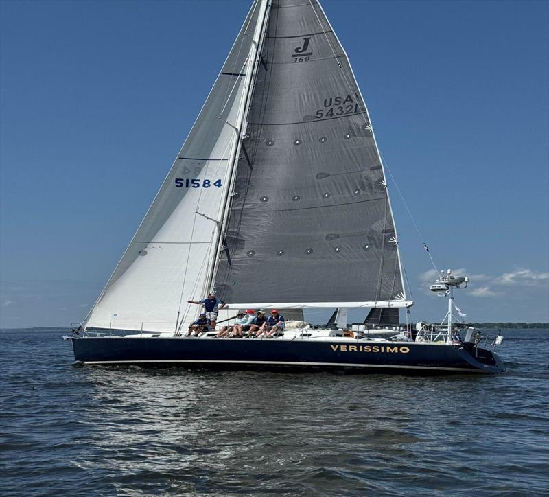 Verissimo, a J/160 skippered by John Haiges of Warwick, Maryland, reaches down the Chesapeake Bay following Friday's start of the 40th biennial Annapolis-to-Newport Race - photo © Willy Keyworth