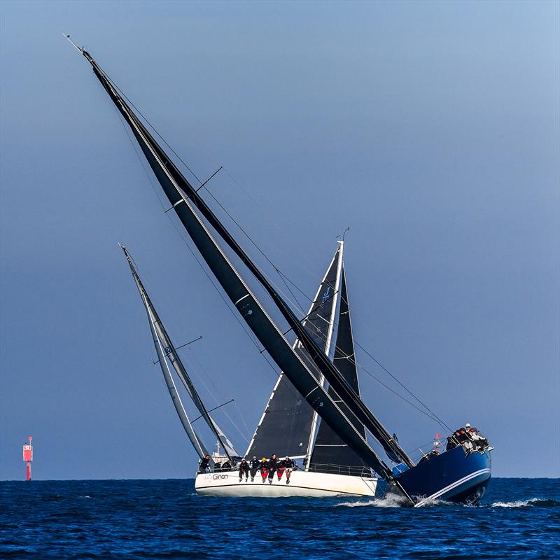 AMS and overall DYSC race 1 winner, Ginan crossing paths with Salt - DYSC Marine Supplies Winter Series Wrap Up - photo © Michael Currie