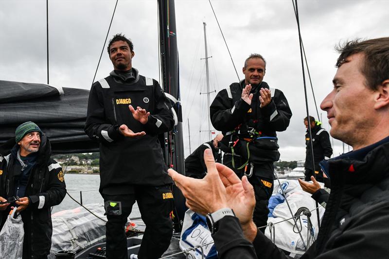 Celebration on board Django WR51 after the RORC Channel Race finish - 2025 Admiral's Cup opener - photo © James Tomlinson / RORC