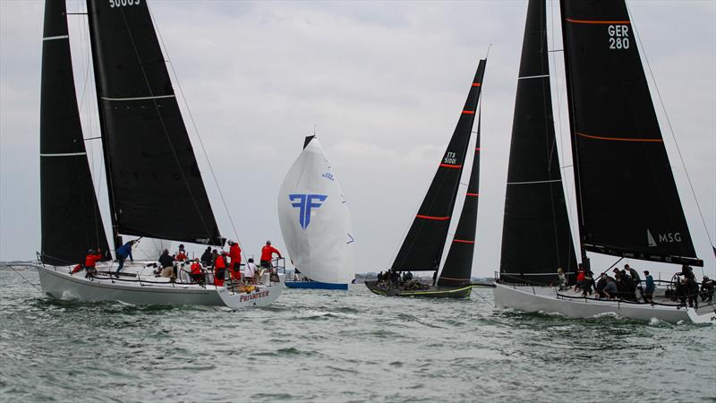 Close racing in AC1 (50fters) - Day 4 - Admirals' Cup  - Inshore Racing - Cowes - July 24, 2025 - photo © Richard Gladwell - Sail-World.com/nz