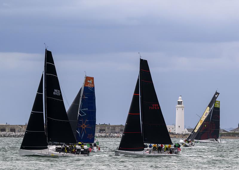 Approaching Hurst Castle during the the Centenary Rolex Fastnet Race 2025 - photo © David Maynard / www.alleycatphotographer.com